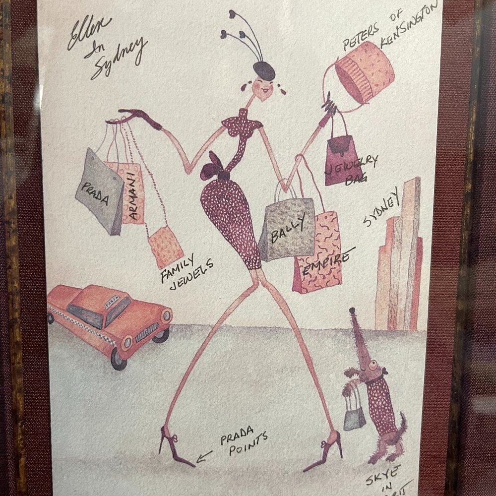 ELLEN IN SYDNEY FASHION ART POSTCARD 5X7 - FRAME 17X15